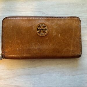 Brown Leather Wallet with Logo